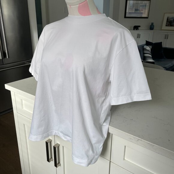 Uniqlo AIRism Unisex SS Crew Neck Boxy Cut Cotton Poly Blend Tee White Sz M - Picture 2 of 12